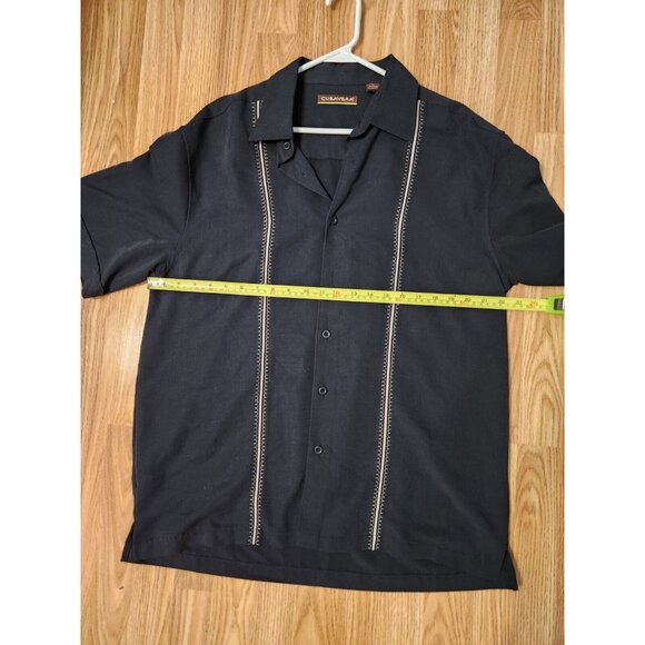 Cubavera Shirt Cuban Style Long Sleeve Black Men Size Large - Picture 6 of 9